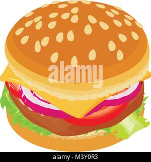 Big burger icon, isometric style Stock Vector