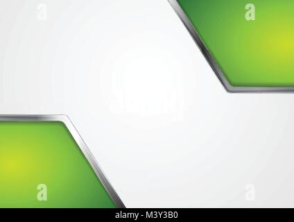 Abstract green corporate background with silver stripes. Vector design Stock Vector