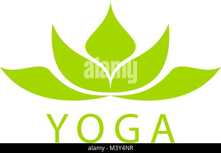 Abstract lotus flower logo sign design. Yoga and spa beauty studio green logotype concept. Vector isolated symbol Stock Vector