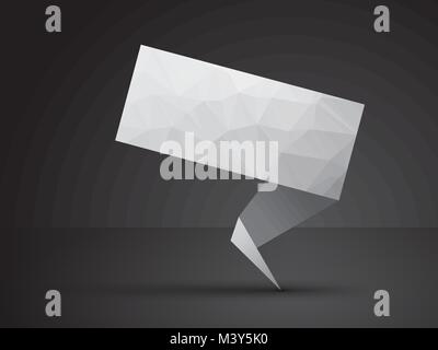 gray origami tag with triangles and shadow Stock Vector