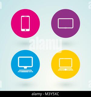 set of icons mobile devices and computers Stock Vector