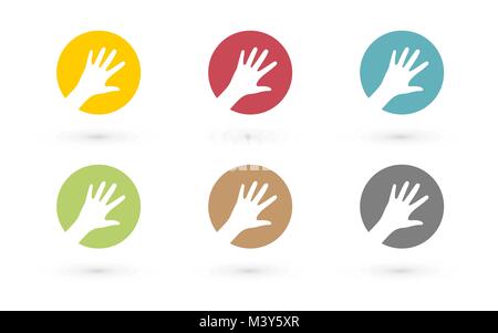 colorful hands in circle icon Stock Vector