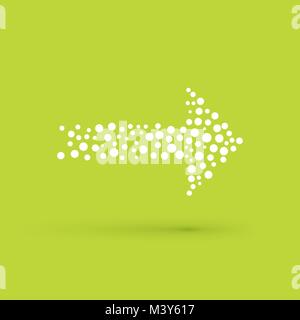 white arrow up of small dots on a green background Stock Vector