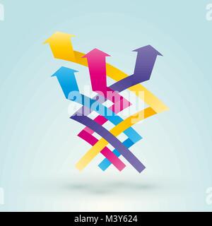 Color intertwined arrow pointing upward Stock Vector