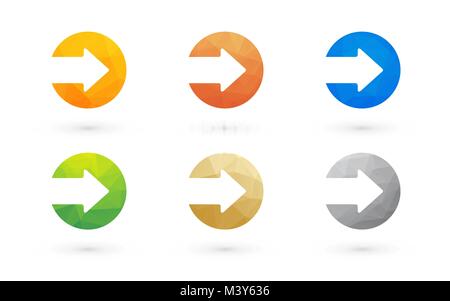 set of colored arrows triangular motif Stock Vector