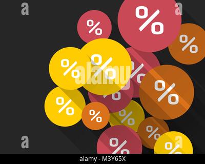 colored markers percent discount on a dark background Stock Vector