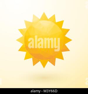 yellow sun composed of small triangles with shadow Stock Vector