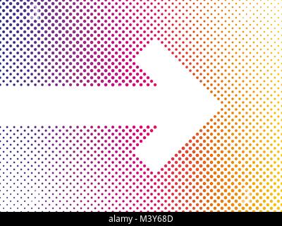 White arrow bordered with colorful polka dots Stock Vector