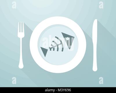 Fish bones on a plate with cutlery Stock Vector