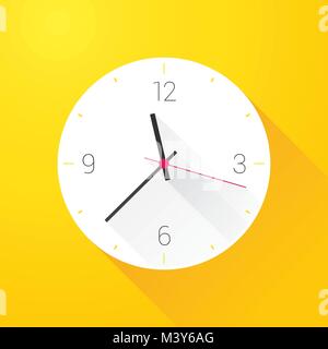 white clock on yellow wall Stock Vector