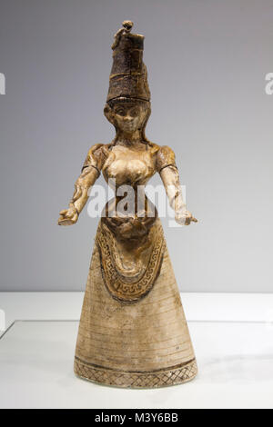 Figurine of the Snake Goddess from the Knossos Temple Repositories, dated 1650-1550 BC, Archaeological Museum of Heraklion, Iraklio, island of Crete Stock Photo