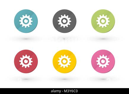 Gears icons in multiple colors Stock Vector