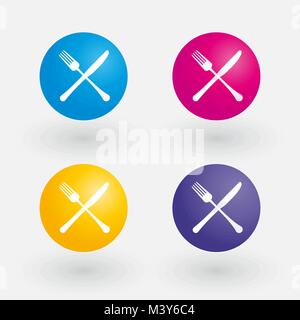Colorful icons with cutlery Stock Vector