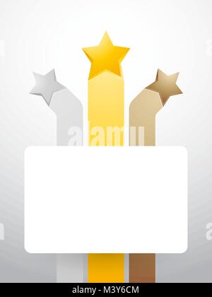 three stars with ribbons and label Stock Vector