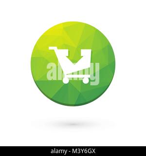 Green button shopping cart Stock Vector