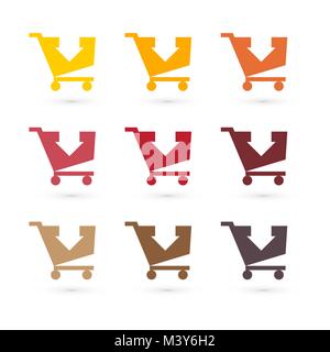set of colored isolated pastel shopping carts Stock Vector