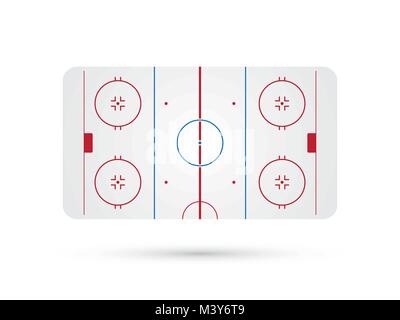 ice hockey rink with blue red skate marks vector background Stock Vector