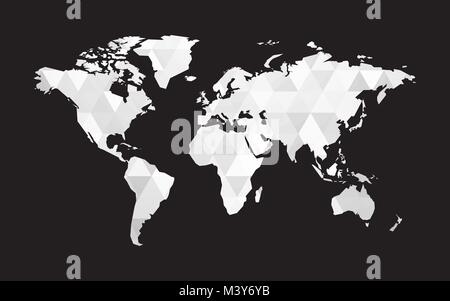 low poly triangle map of the world Stock Vector
