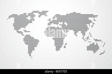 simple map of the world made up of black stripes on a light background Stock Vector