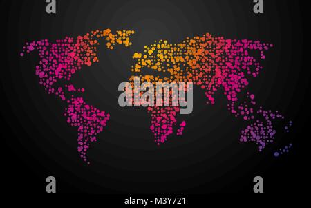 world map dots color gradient Stock Vector
