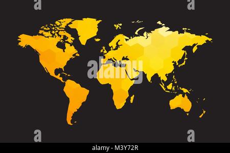 yellow world map Stock Vector