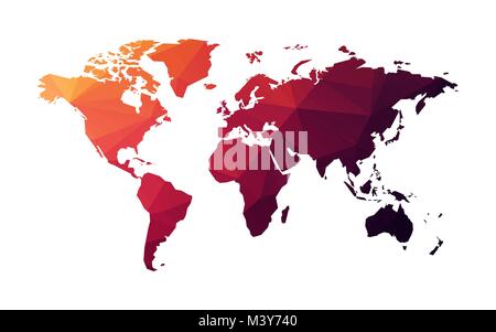 red geometric world map Stock Vector