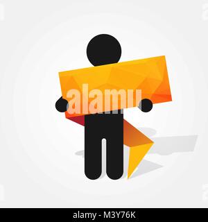 figure man holds green origami sign Stock Vector