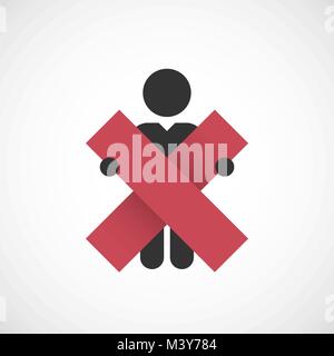 figure holding in hands symbol wrong mark Stock Vector