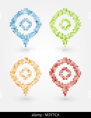 Colored markers on the map pin Stock Vector