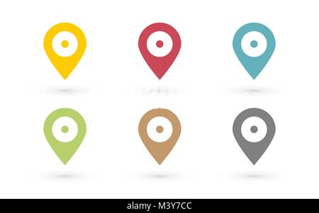 color map pin with dot Stock Vector