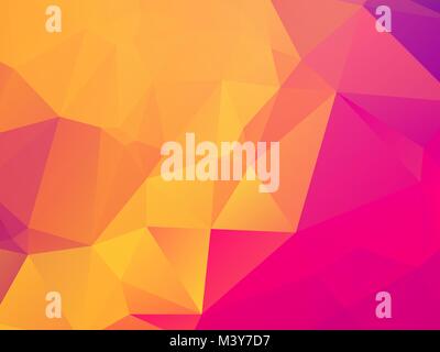 colorful geometric pink orange background with triangles Stock Vector