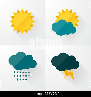 Weather icons with long shadows Stock Vector
