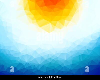 sun over the ocean triangular background Stock Vector