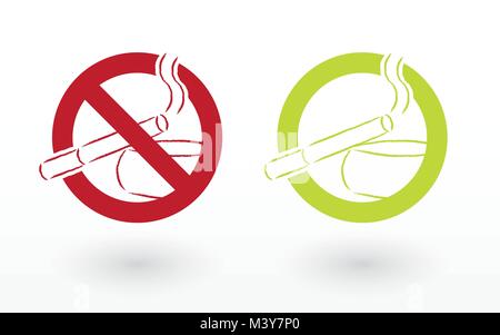 smoking allowed and no smoking icons Stock Vector