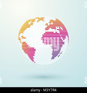 Simple striped color world globe Stock Vector