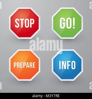 information signs in different colors and content Stock Vector