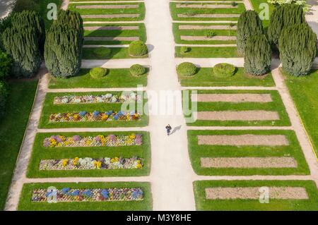 France, Paris, place Valhubert, Jardin des Plantes (aerial view) Stock Photo