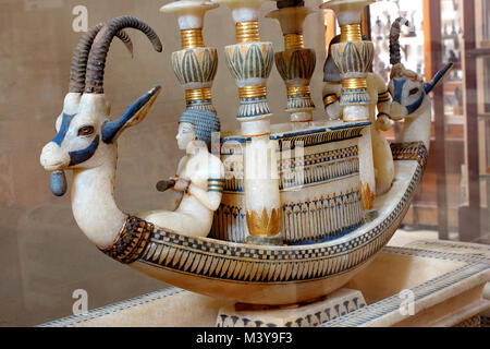 Egypt, Cairo, the Egyptian Museum of Cairo, Toutankhamon's Treasure, alabaster boat Stock Photo