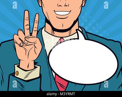 Businessman with bubble pop art cartoon Stock Vector