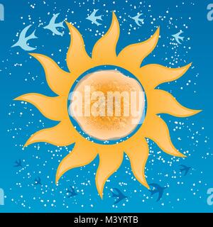 Flat vector cartoon orange pancake, doodle round symbol of sun, sign for Shrove tide event or festival. Russian traditional holiday Maslenitsa. The ar Stock Vector