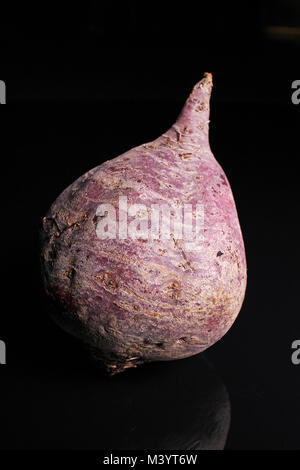 Beetroot beet on black reflective studio background. Isolated black ...