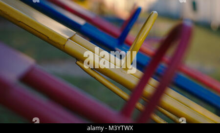 Four colorful seesaws at a playground. Stock Photo