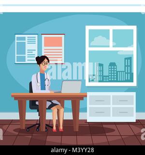 Woman doctor in the office Stock Vector