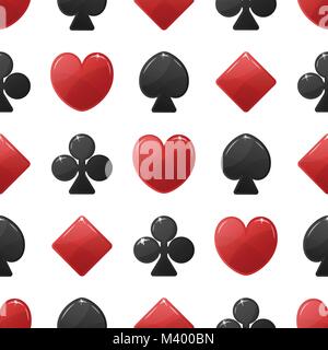 Seamless pattern background with card suits. Casino vector illustration. Stock Vector