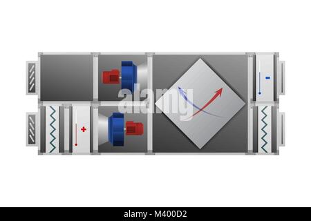 Air handler with recuperator vector illustration. HVAC industry. Stock Vector