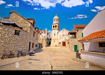 Prvic Sepurine stone architecture view, Sibenik archipelago of Croatia Stock Photo