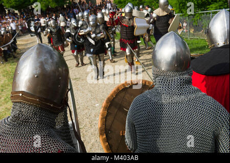 Italy, Lombardy, Casei Gerola, Historical reenactment of the battle for the defense of the castle Stock Photo