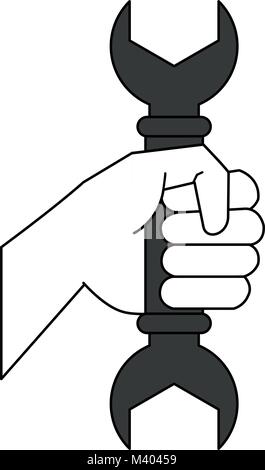 Hand with wrench Stock Vector