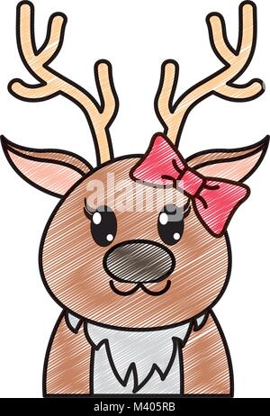 grated adorable female reindeer cute animal Stock Vector