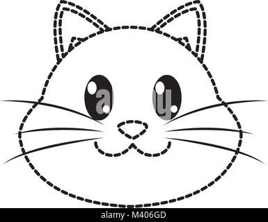 dotted shape happy cat head cute animal character Stock Vector